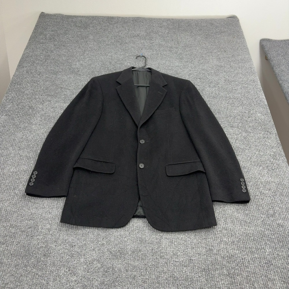 Andrew Fezza Blazer Mens 38R Black‎ Camel Hair Two Button Classic Sport Coat